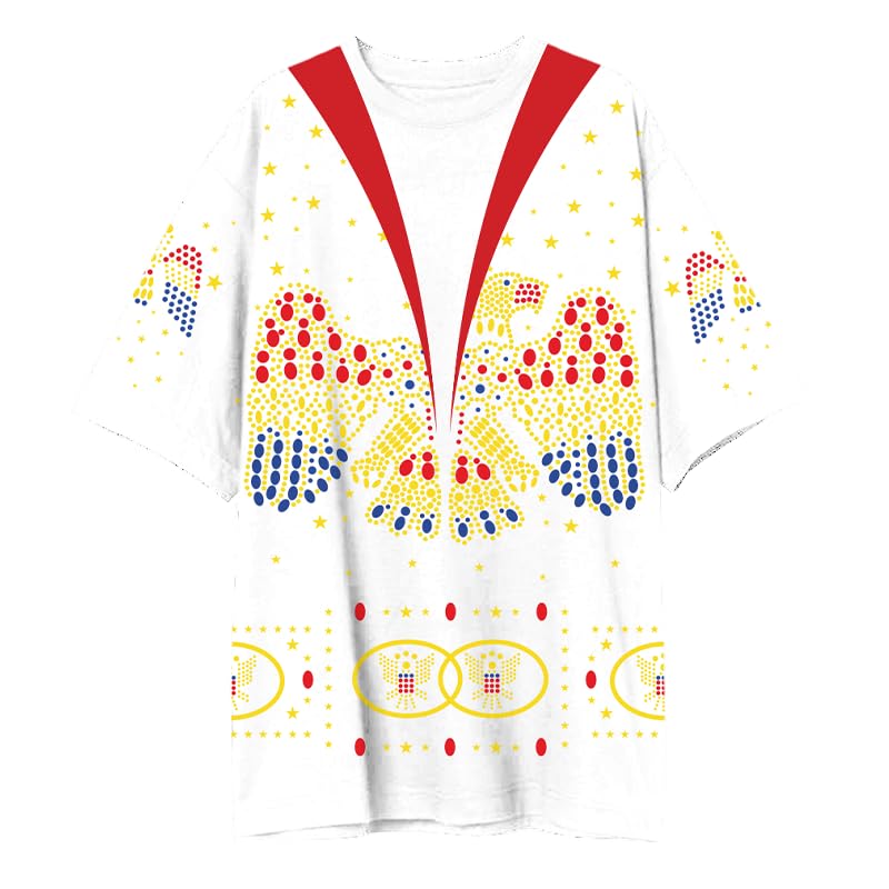 Elvis Presley Official Iconic Jumpsuit Oversized T-Shirt in white