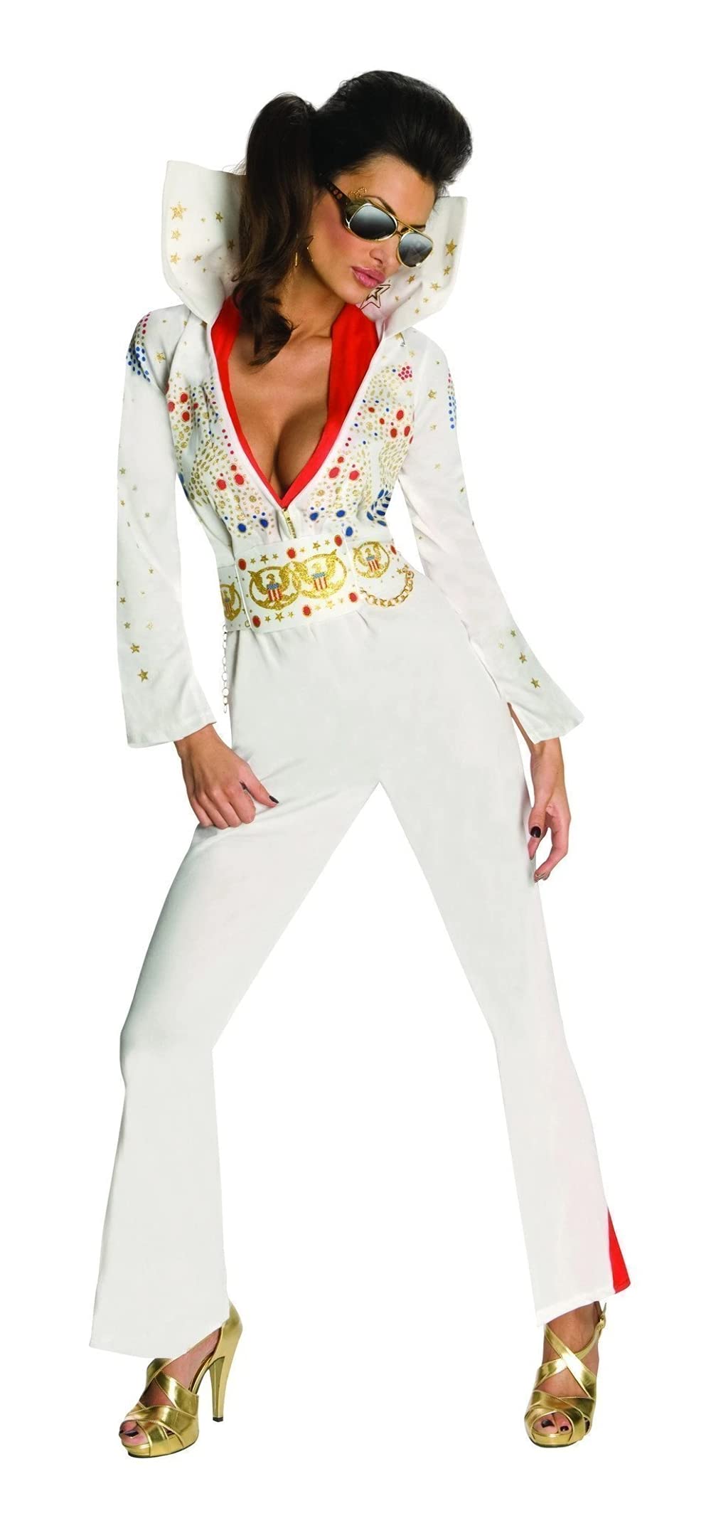 Rubies Women's Elvis Presley costume jumpsuit with belt and scarf