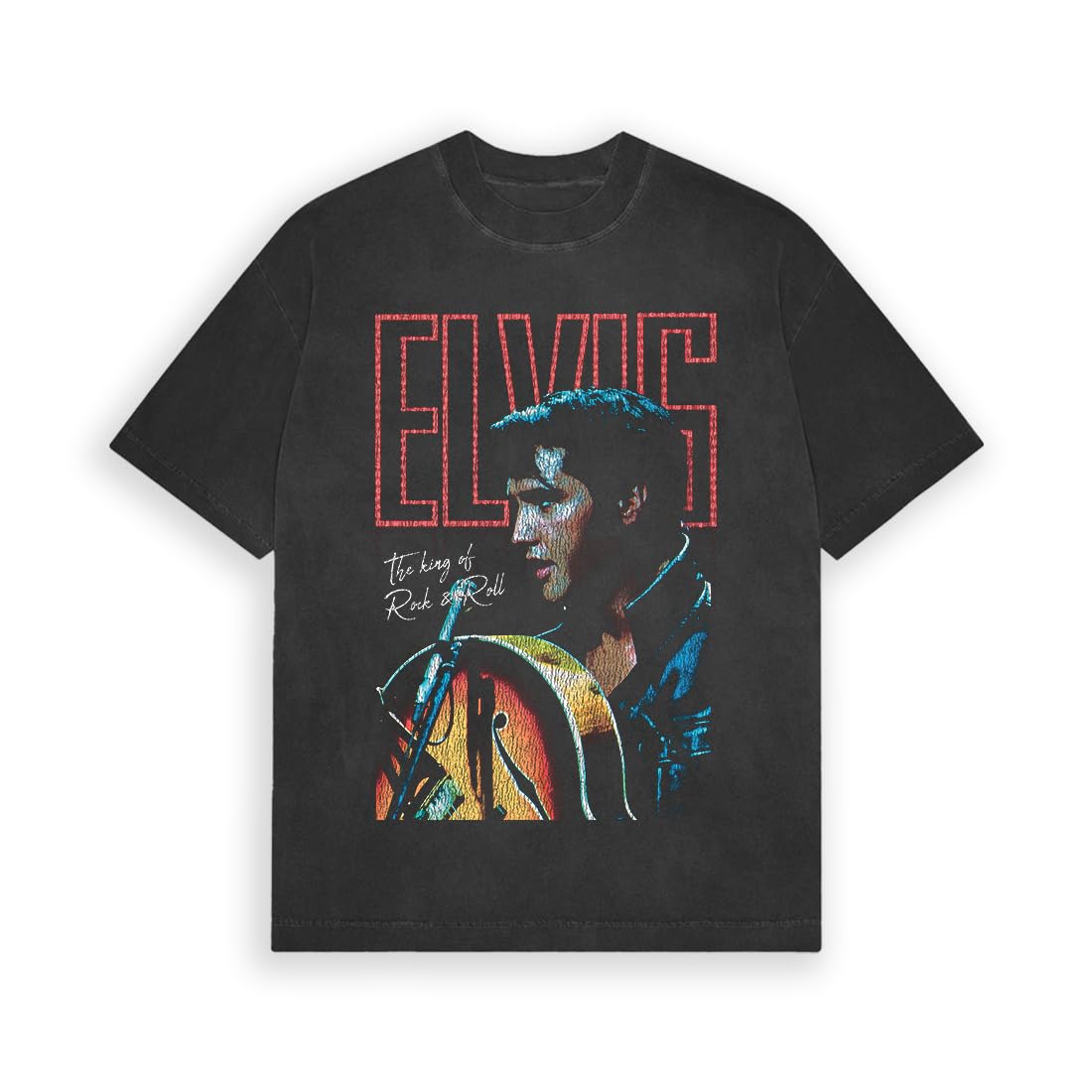 Elvis Presley Unisex Adult Official Elvis Presley Merch King of Rock Retro T-Shirt