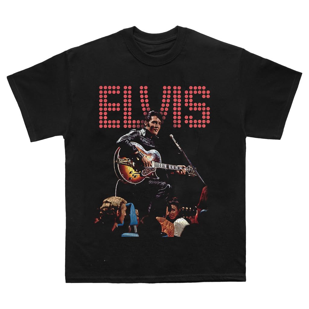 Elvis Presley Unisex Adult Official Elvis Presley Merch Guitar Stage T-Shirt