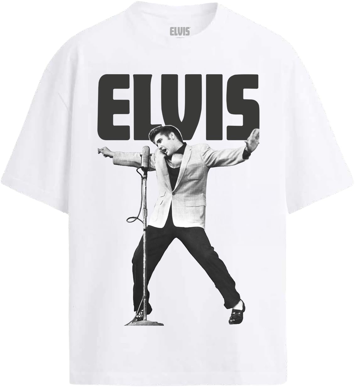 Elvis Presley Unisex Adult Official Merch Mic Stand T-Shirt