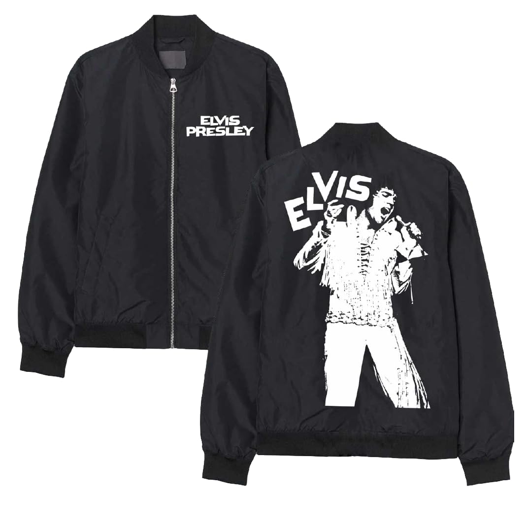 Elvis Presley Unisex Adult Official Merch King of Rock Midnight Bomber Jacket