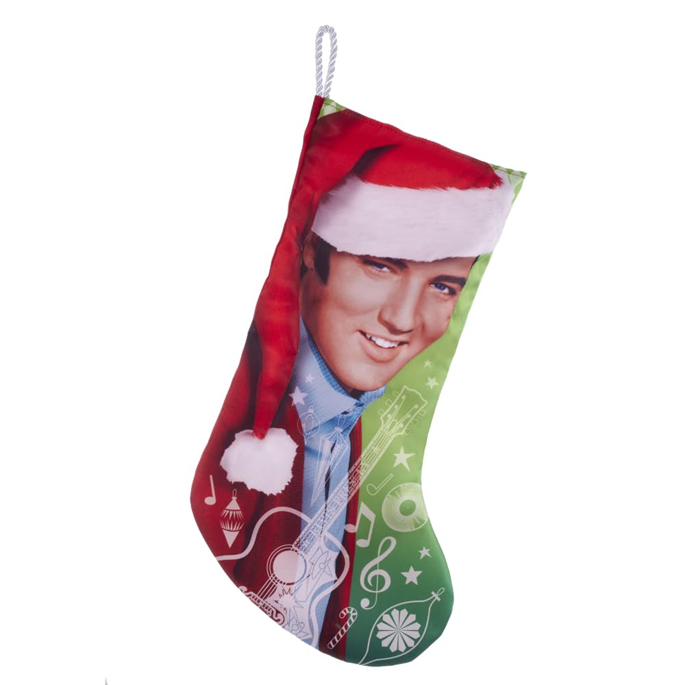Kurt Adler Elvis Presley With Santa Hat Stocking