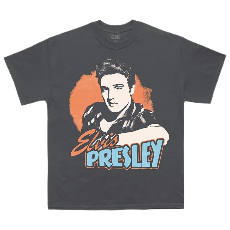 Elvis Presley Unisex Adult Official Elvis Presley Merch Grey Photo T-Shirt