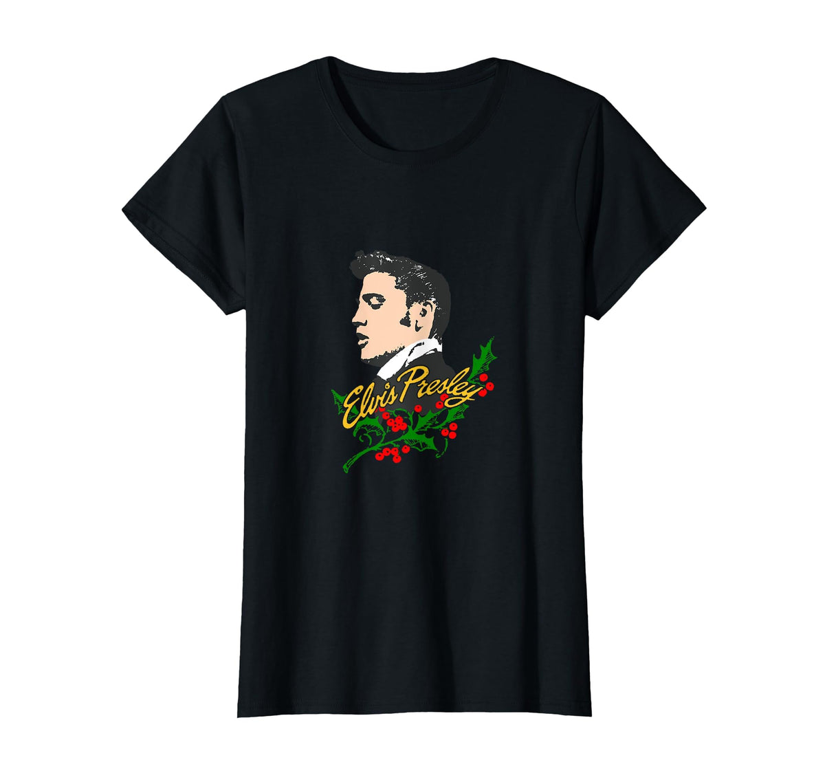 Elvis Holly Branch Illustration T-Shirt