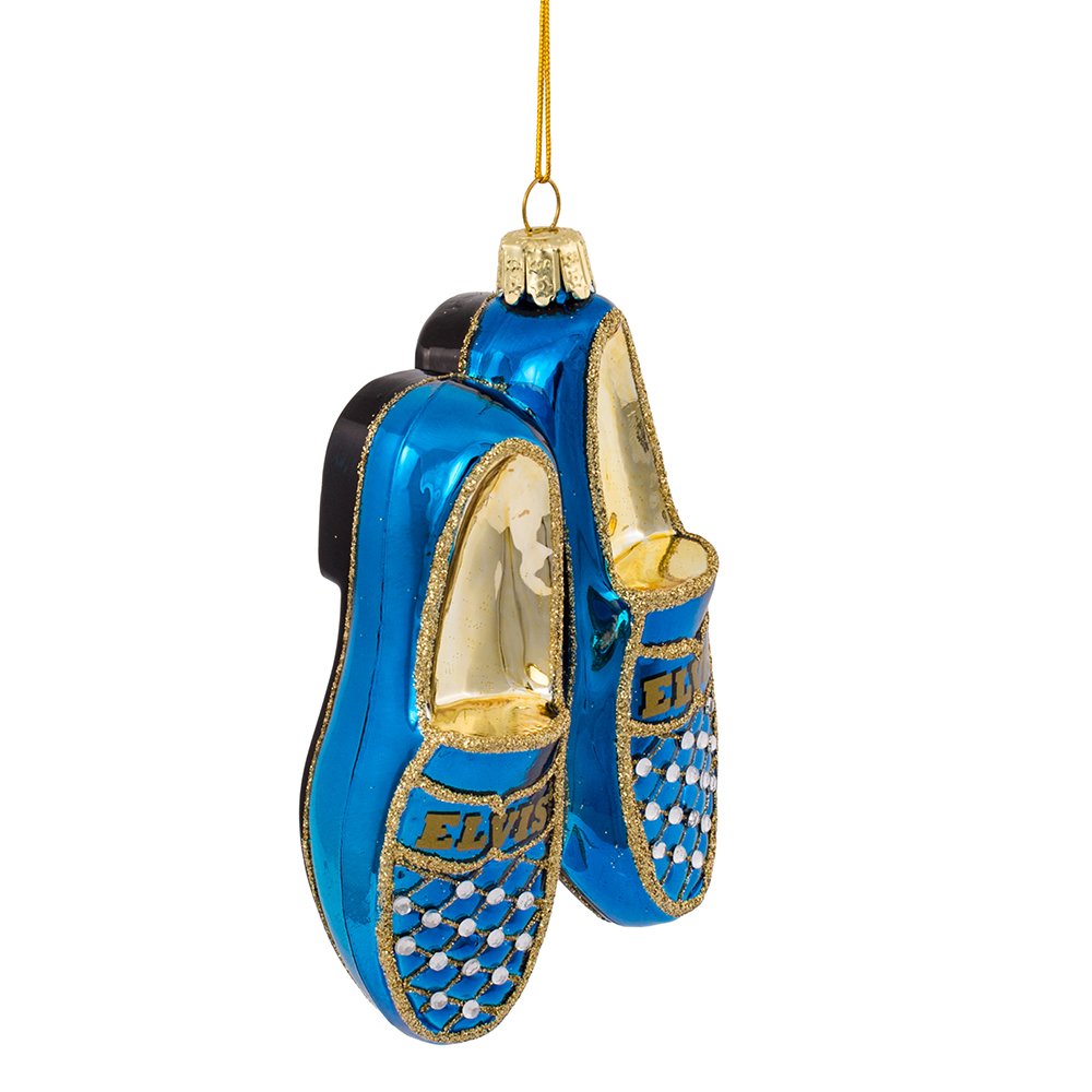 Kurt Adler Elvis Blue Suede Shoes Glass Ornament, 5"