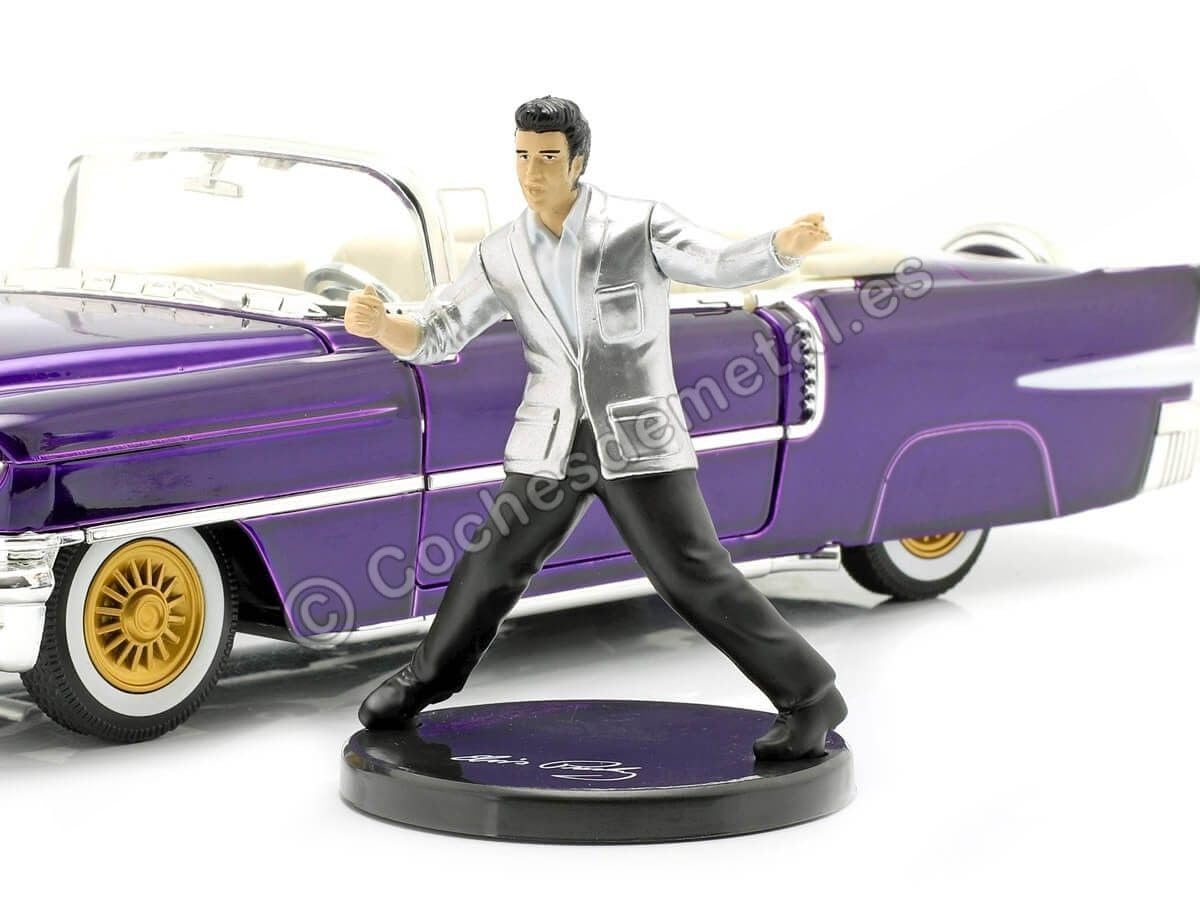 Jada Elvis 1:24 1956 Cadillac Eldorado Die-cast Car Purple with 2.75" Elvis Figure, Toys for Kids and Adults - image 4