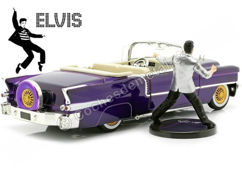 Jada Elvis 1:24 1956 Cadillac Eldorado Die-cast Car Purple with 2.75" Elvis Figure, Toys for Kids and Adults - image 2