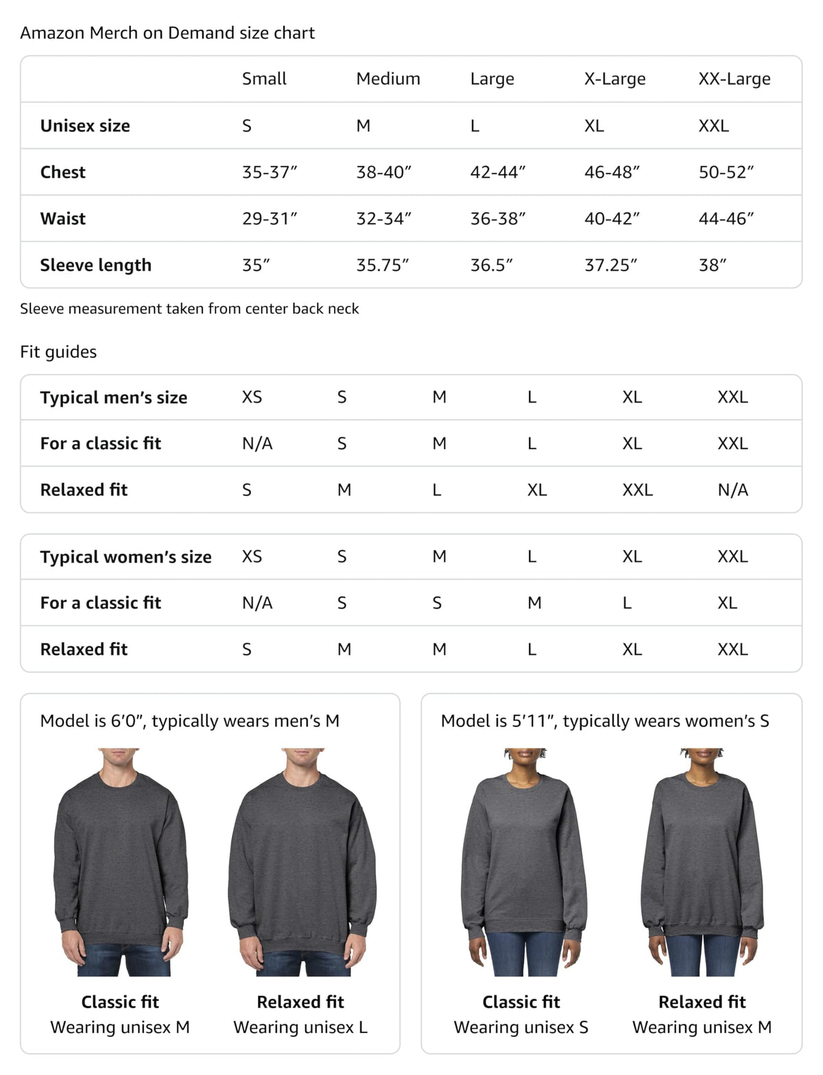 Size chart