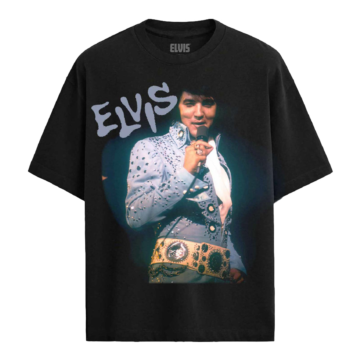 Elvis Presley Unisex Adult Official Merch Blue Portrait T-Shirt