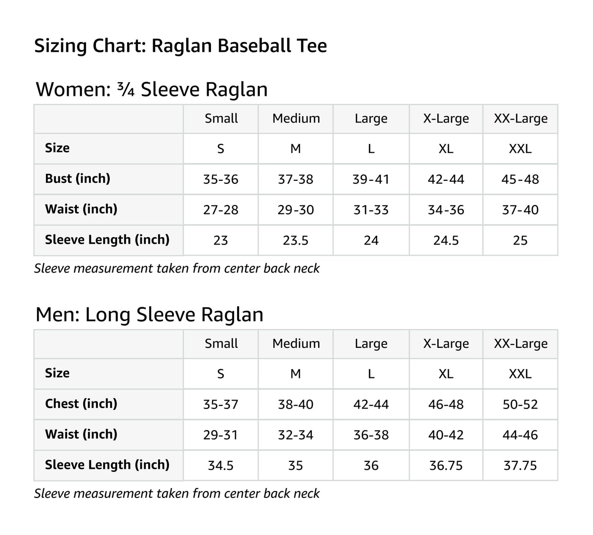 Size chart