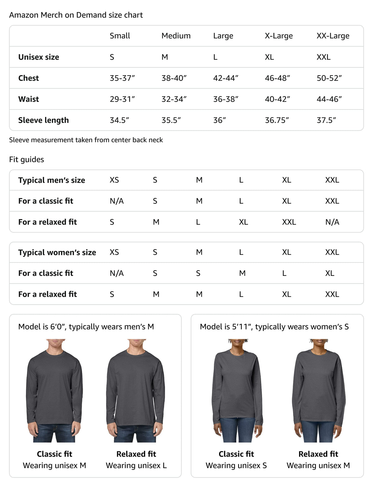 Size chart