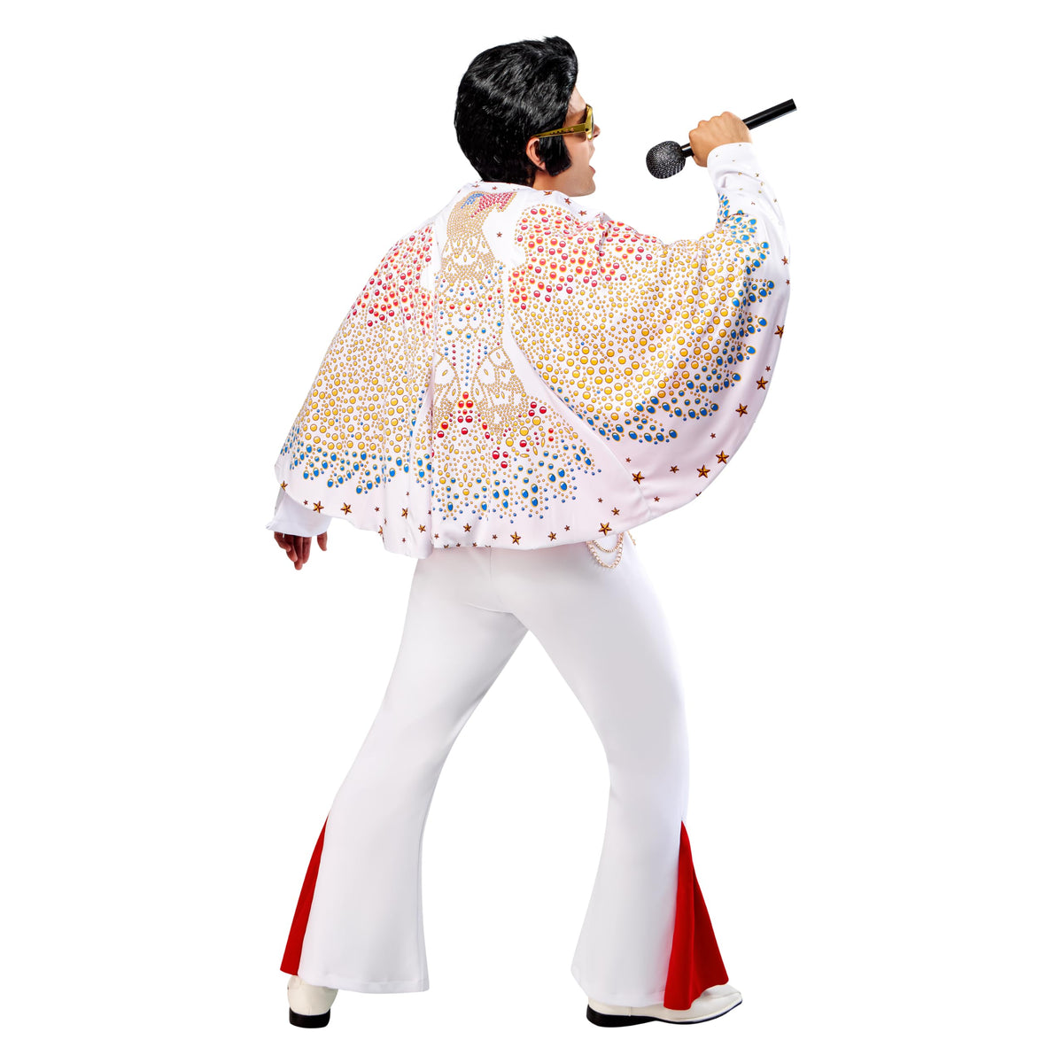 Elvis Presley adult costume cape: white cape with screen-printed eagle and red lining