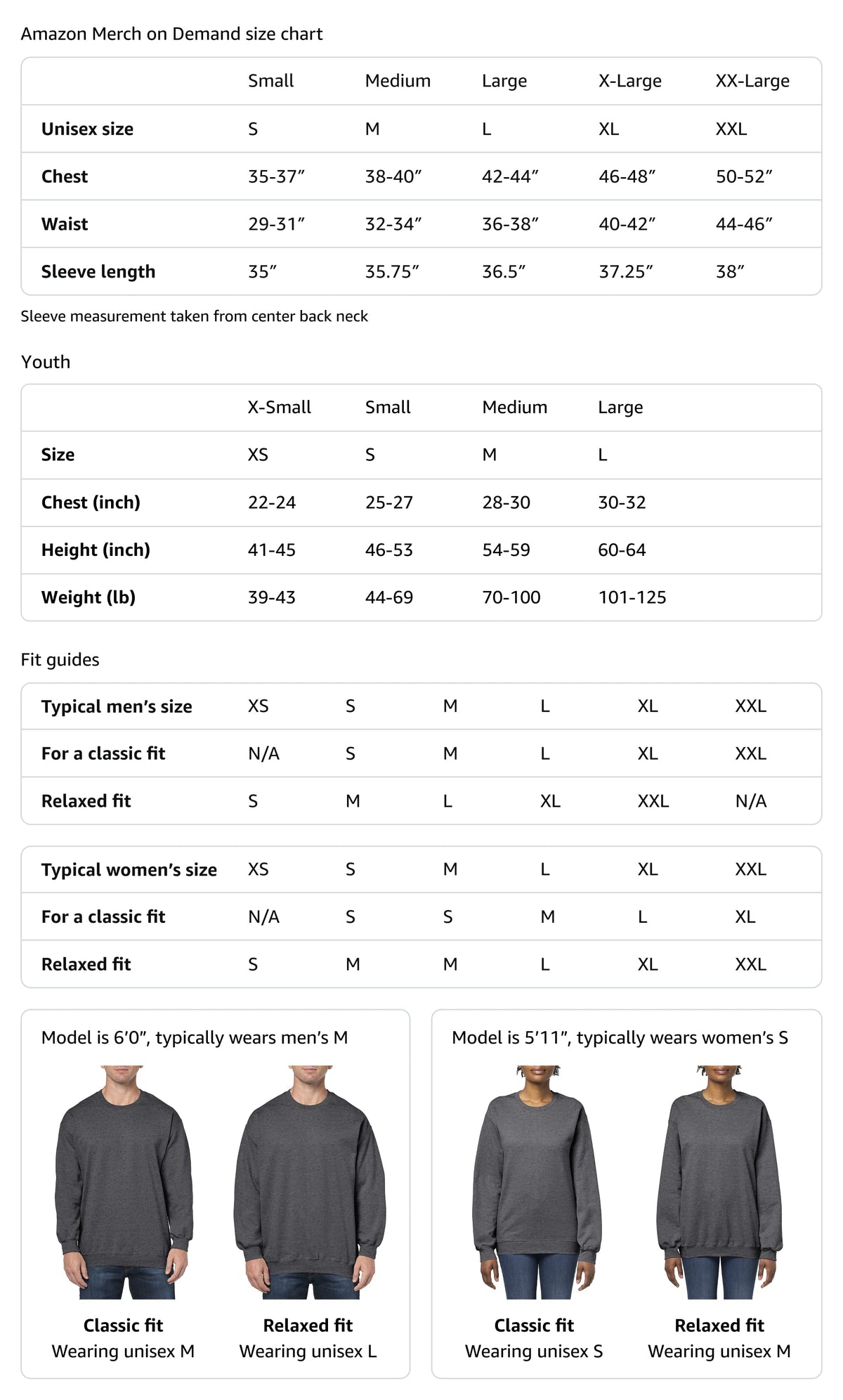 Size chart
