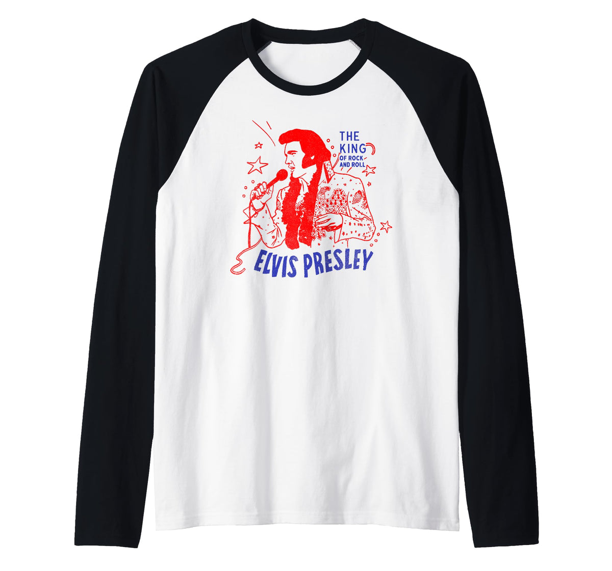 Elvis Presley Official King of Rock and Roll Raglan Baseball Tee
