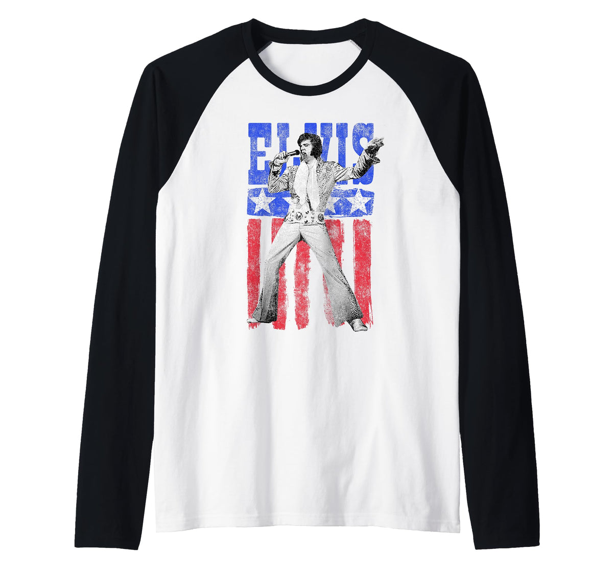 Elvis Presley American Flag Raglan Baseball Tee