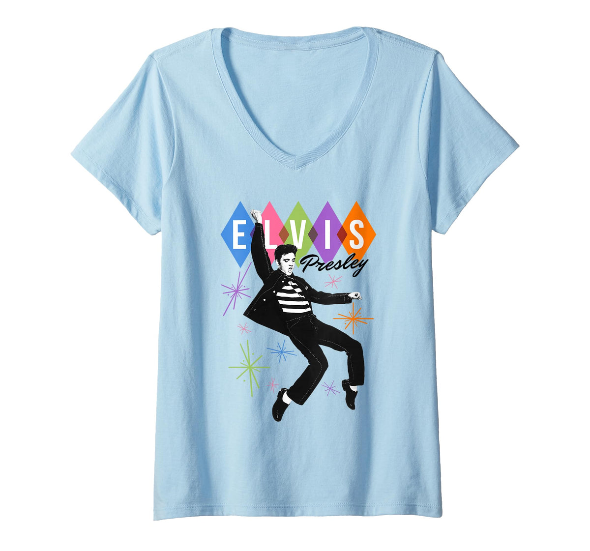 Womens Elvis Presley Official Dancing Star V-Neck T-Shirt